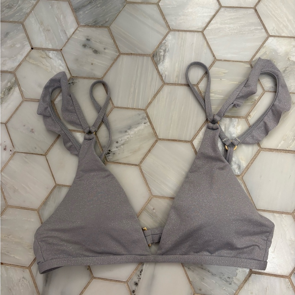 L*Space Shimmering Gray Bikini Top